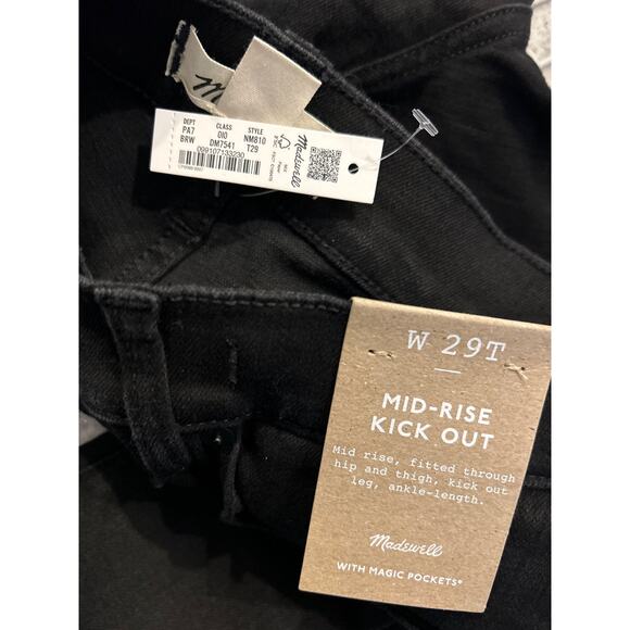 Madewell Tall Kick Out Crop Jeans Black Size 29 - Picture 6 of 6